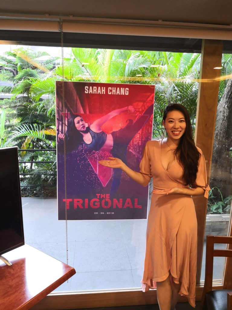 Sarah Chang on Trigonal movie set