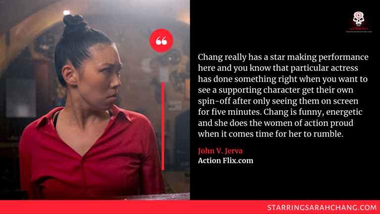 Chang really has a star making performance here and you know that particular actress has done something right when you want to see a supporting character get their own spin-off after only seeing them on screen for five minutes. Chang is funny, energetic and she does the women of action proud when it comes time for her to rumble. 
-John Jerva, ActionFlix.com
https://action-flix.com/2022/10/10/review-accident-man-hitmans-holiday-is-a-delirious-seamless-blend-of-dark-laugh-out-comedy-and-second-to-none-hong-kong-style-fight-action/